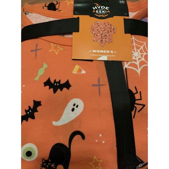 2pc Halloween Hyde and EEK Women's 2pc Pajama Set Orange Black Choose Your Size - Picture 4 of 16